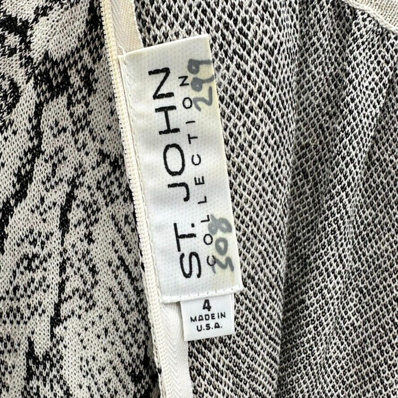 ST. JOHN‎ COLLECTION Python Print Shift Dress Size 4 Ivory Black Preppy Classic - Picture 8 of 10